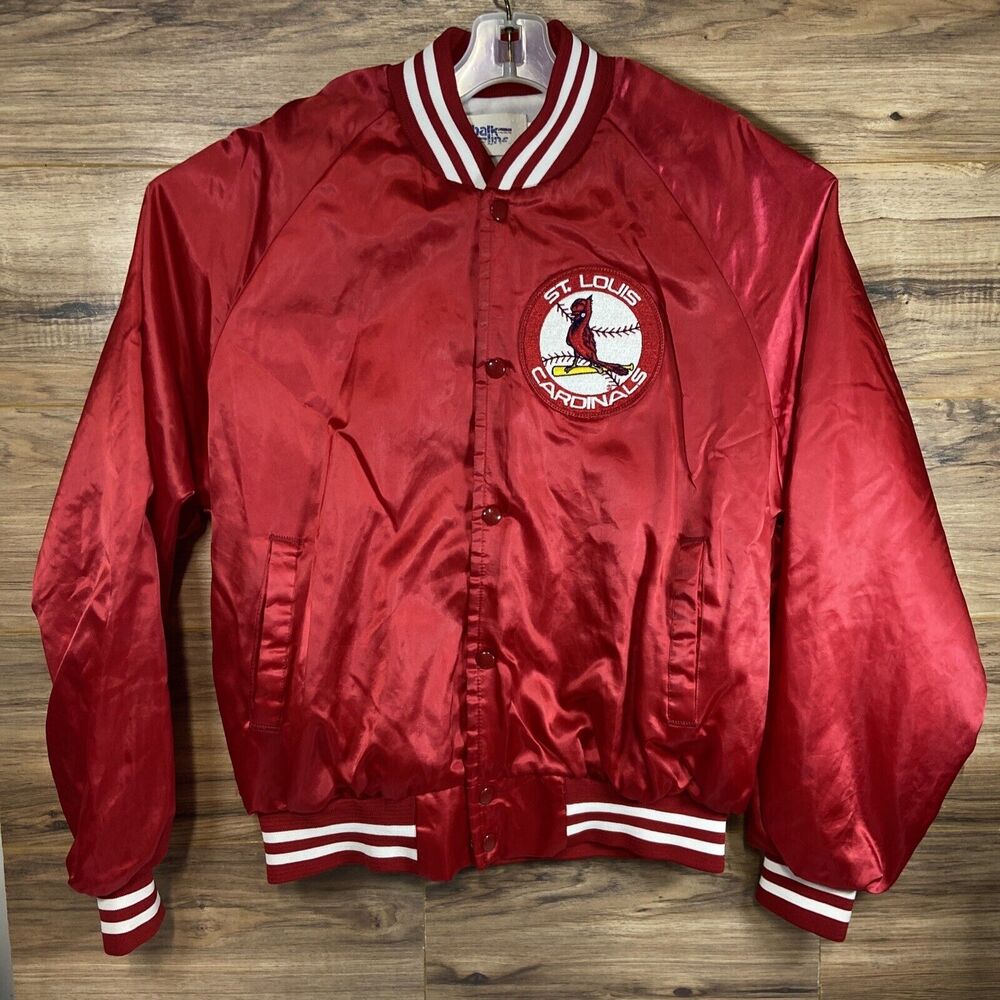 Vintage St. Louis Cardinals Chalk Line Satin Letterman Bomber Jacket Size L
